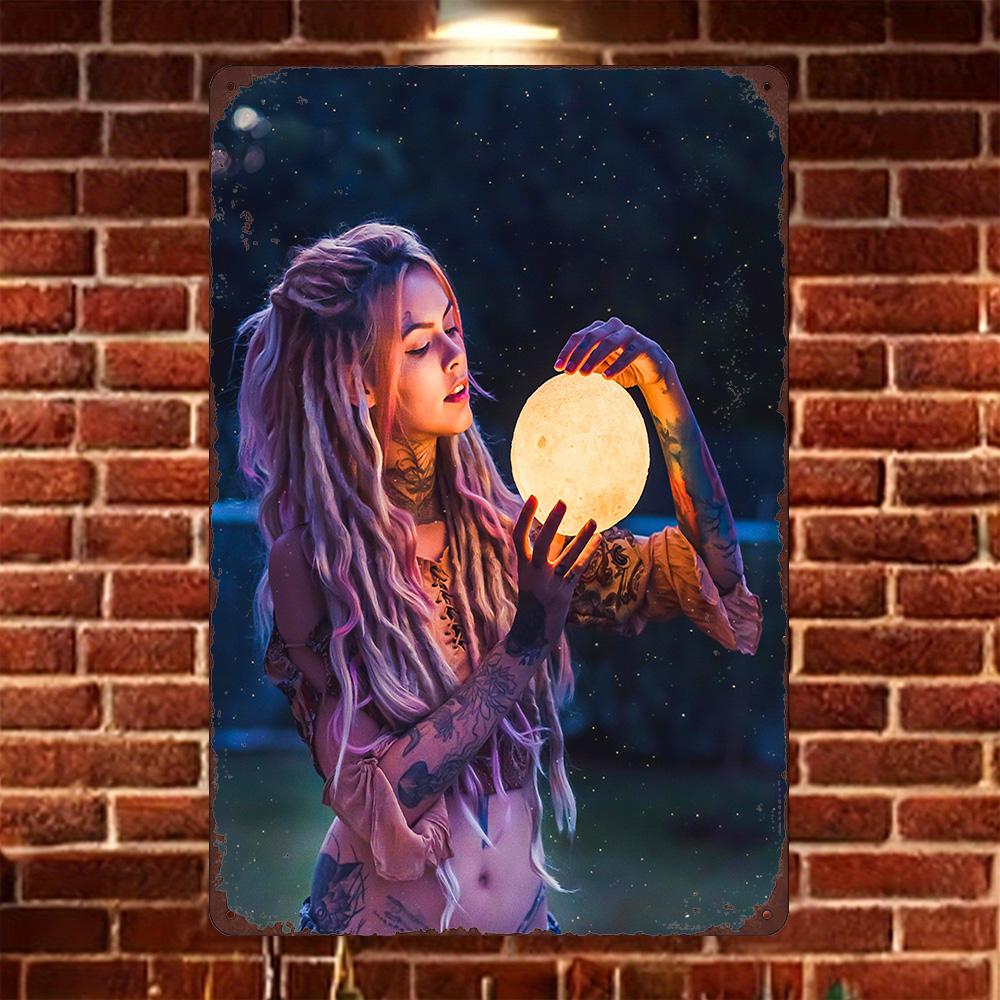 

HD Tin Sign Elegant Asian Girl in Camisole Wall Decor Vintage Soft Portrait Metal Poster for Home Bedroom Decor 20x30cm（7.8x11.8inch）