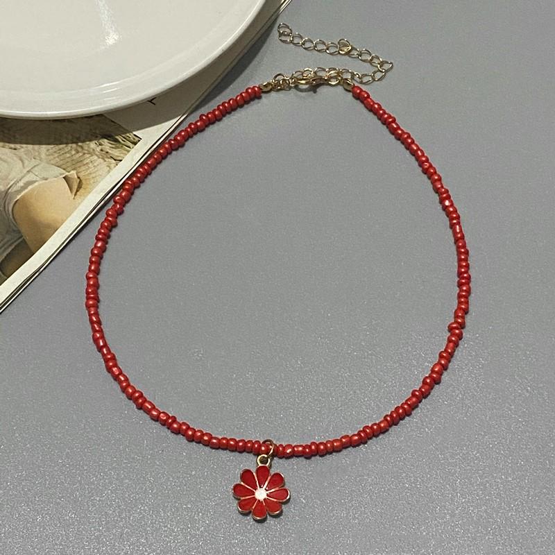 New Fashion Flower Choker Seed Beads Necklace for Girl Women Pendant Collar Jewelry Gift for Friend Necklace