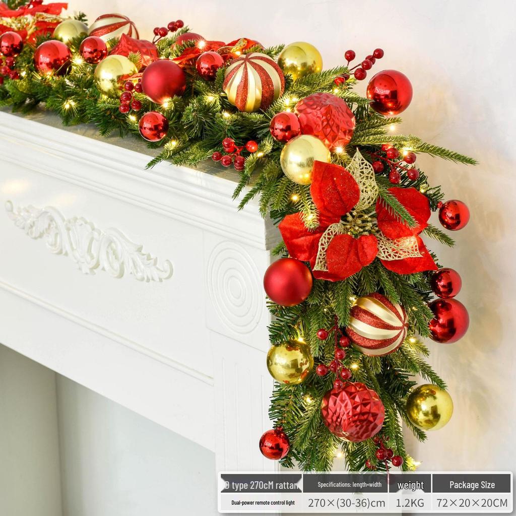 Christmas Glimmer: Garland Set for Tree, Window, and Fireplace with Flocked Leaf Ornaments