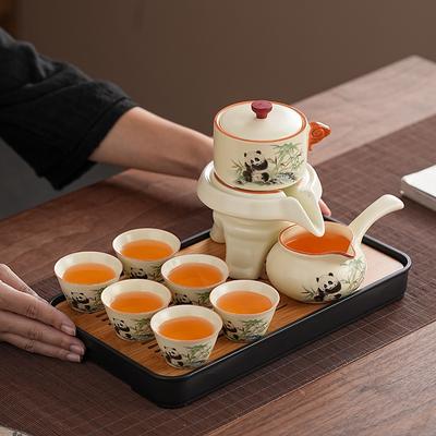 Guochao Ru Kiln Panda Automatic Brewing Teapot Kung Fu Tea Set Household Living Room Simple Gift