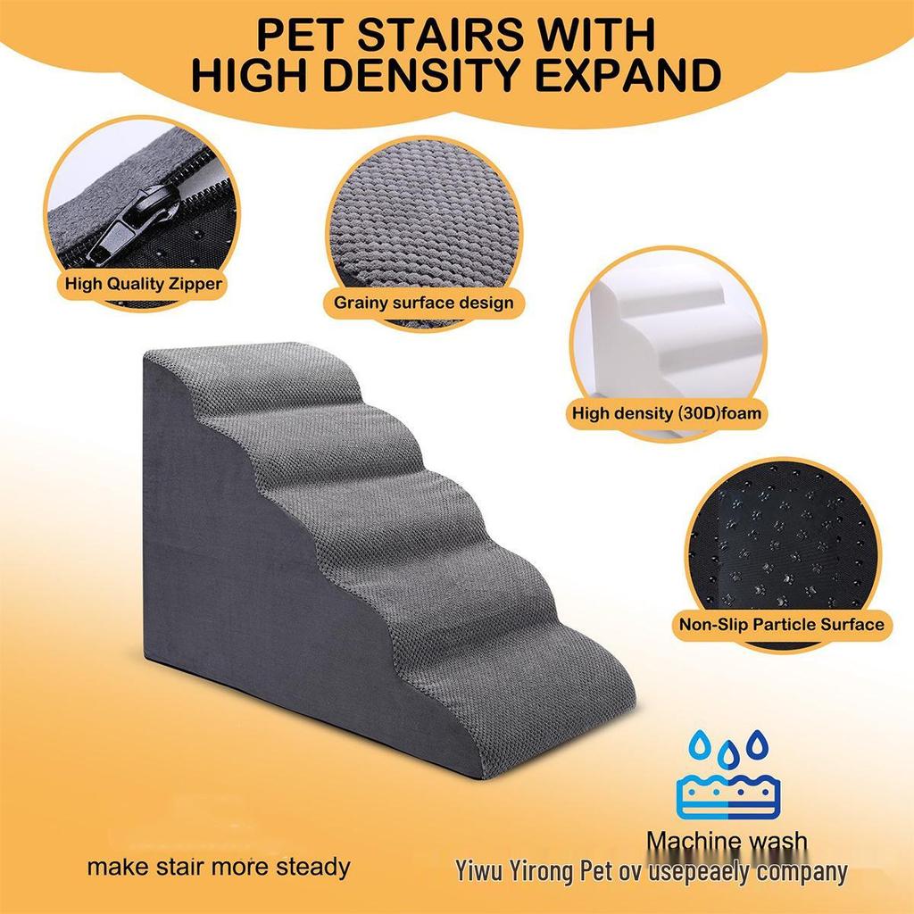 Removable, Washable Non-Slip Pet Stairs for Beds - Sponge Ramp for Dogs