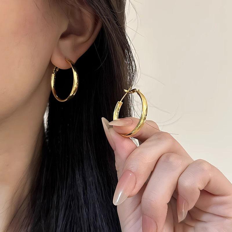 Round Plain Ring Earrings Personality Exaggerated Earrings Simple Atmospheric Earrings