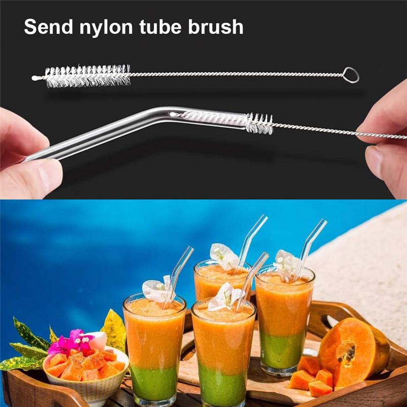 4Pcs Glass Straws Reusable Drinking Glass Tube Eco-friendly With Cleaning Brush Events Party Favors Supply