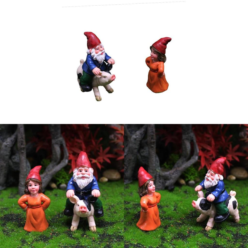 Resin Micro Landscape Gnome Figurine With Pig For Home Garden And Holiday Gift