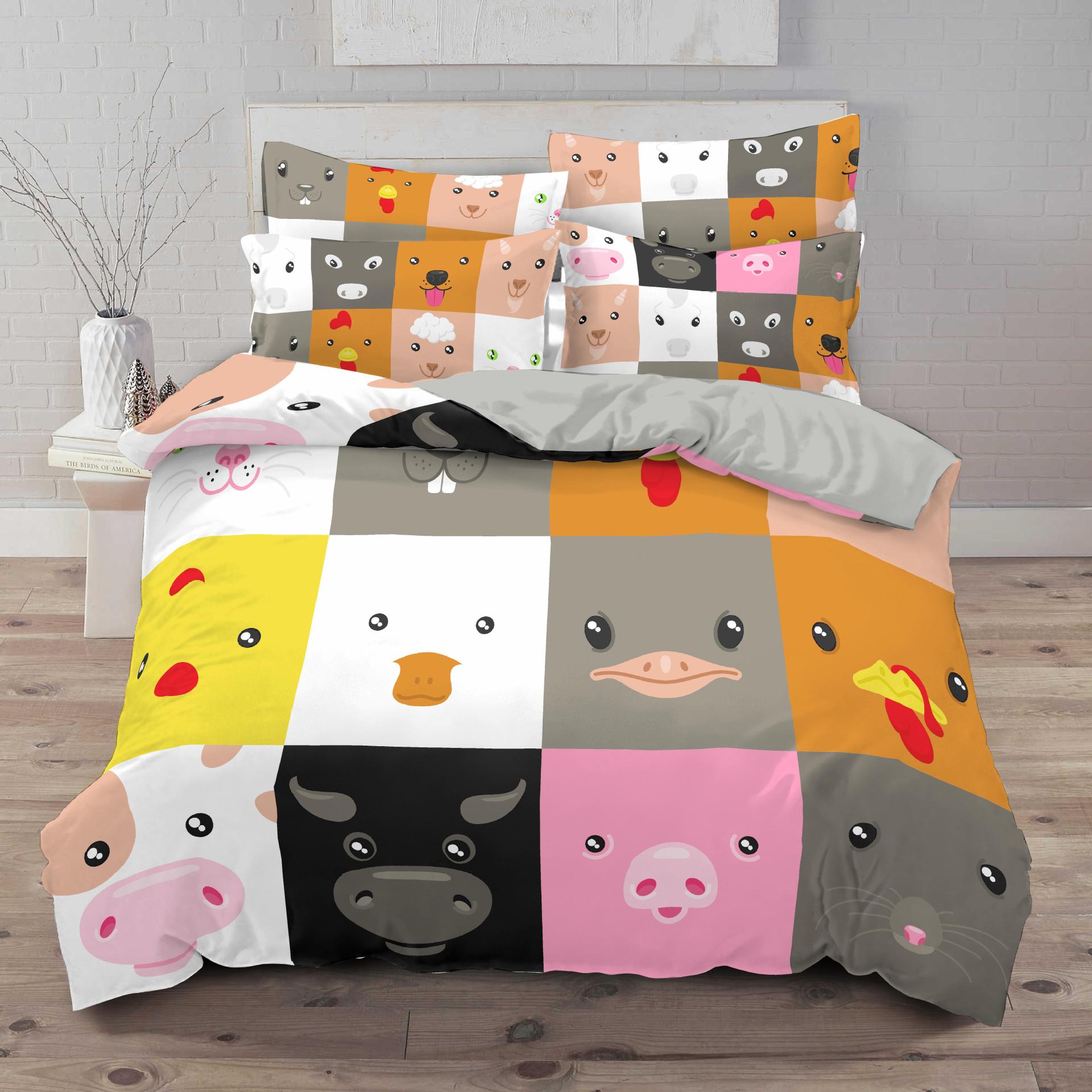 

Легкий комплект постельного белья с 3D мультяшными животными, пододеяльник на пуху с изображением кота, комплект из 2/3 предметов для комнаты для детей и мальчиков DE135 * 200, мягкий комфорт, бухта DE 100x135cm