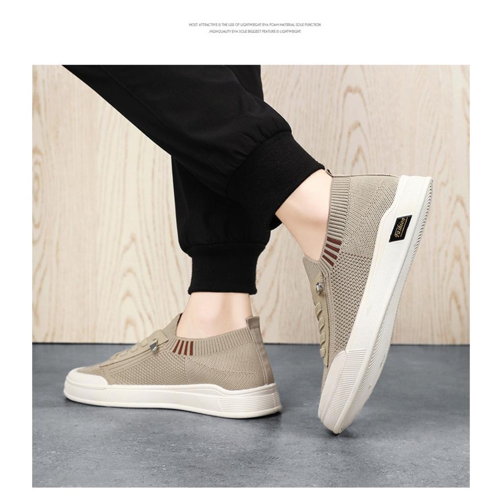 Men's New Fashionable Casual Shoes, Fly Woven Mesh Panel Shoes, One Foot Soft Soled Flat Shoes