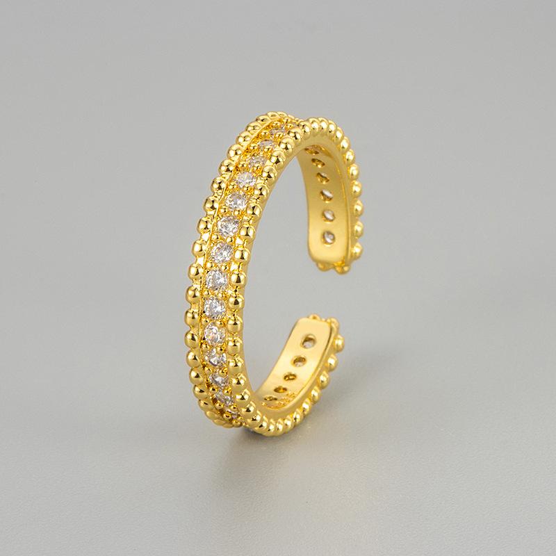 Luxury Full Diamond Open Ring For Women Niche Design High End Fashion Versatile Band Jewelry adjustable open band