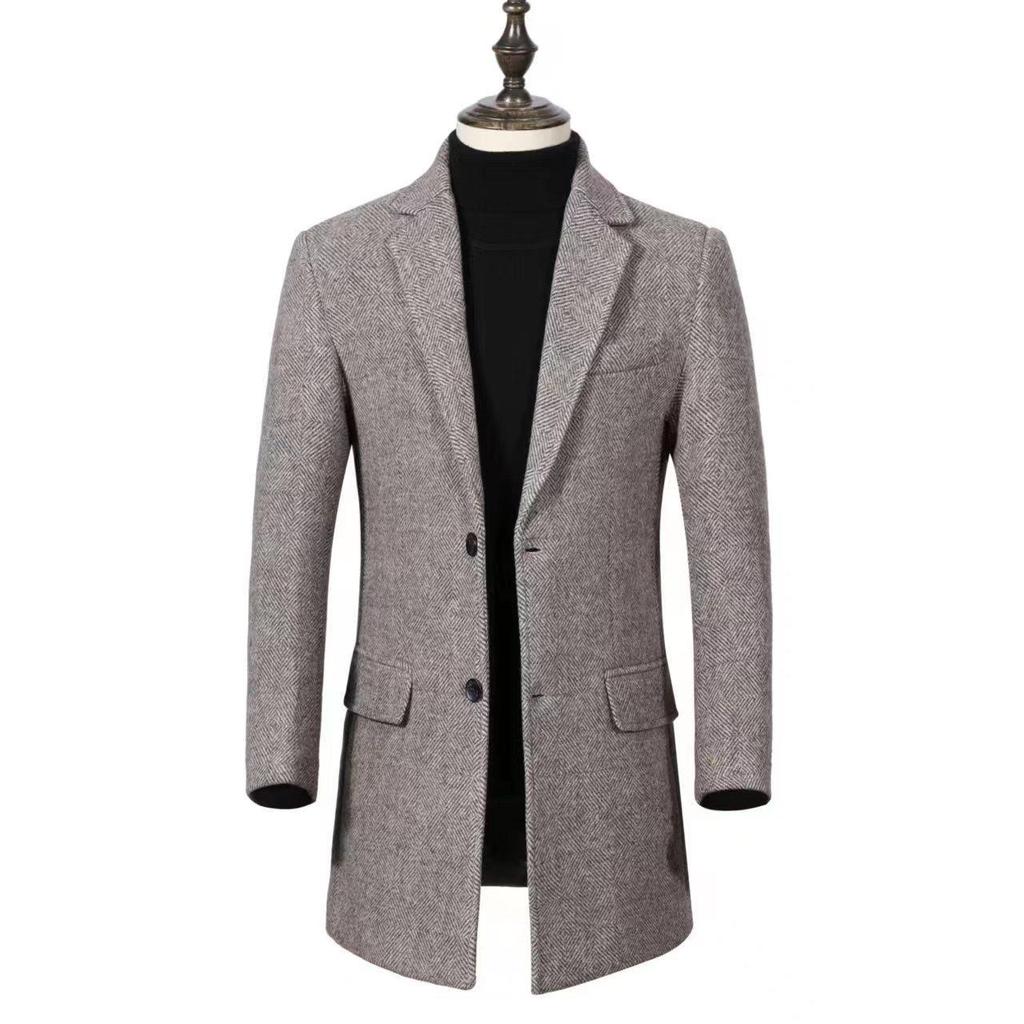 Men's Double-Sided Wool Coat: Thickened, Long-Style, Plus-Size, Autumn and Winter Outerwear