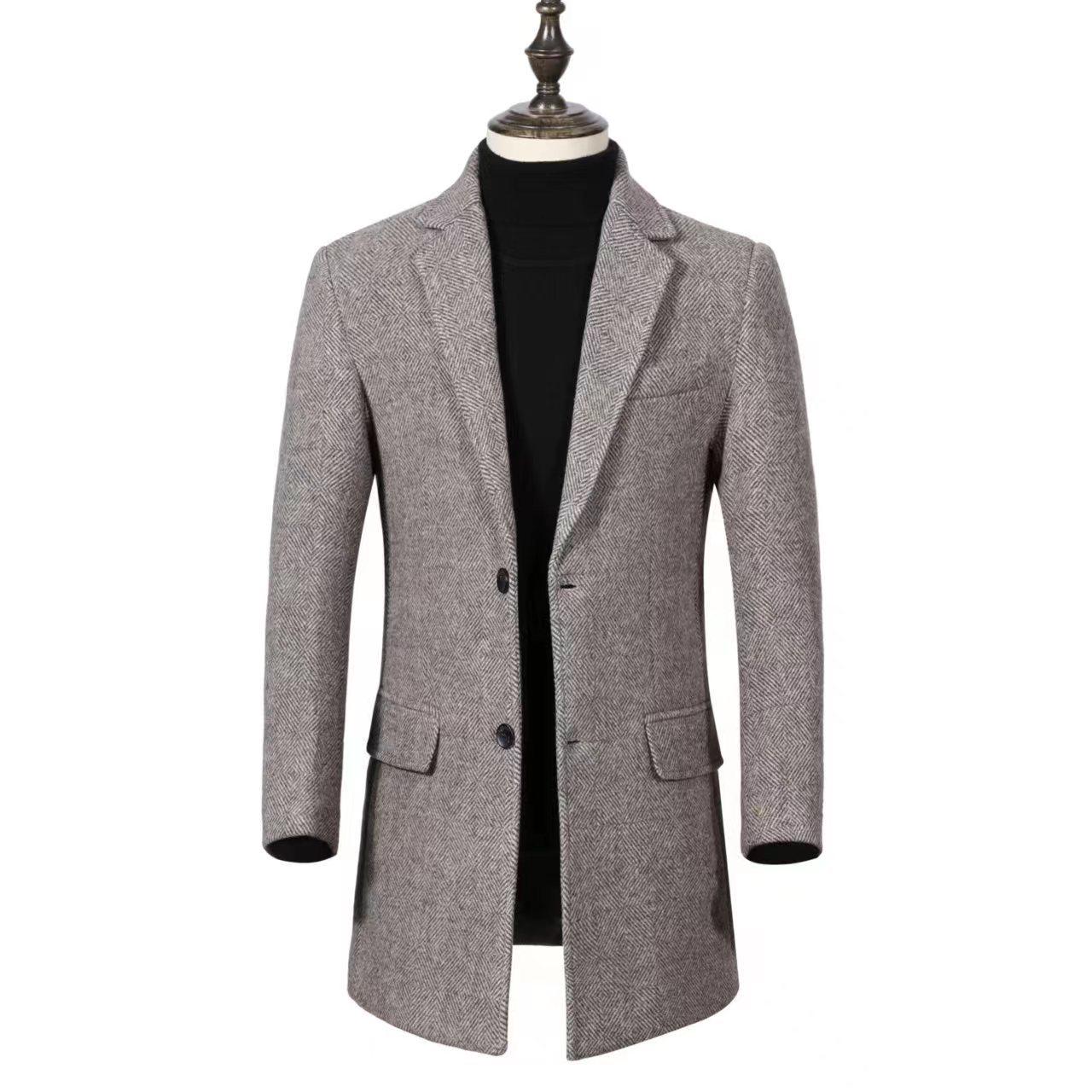 

Men s Double-Sided Wool Coat: Thickened, Long-Style, Plus-Size, Autumn and Winter Outerwear 2XL верблюд