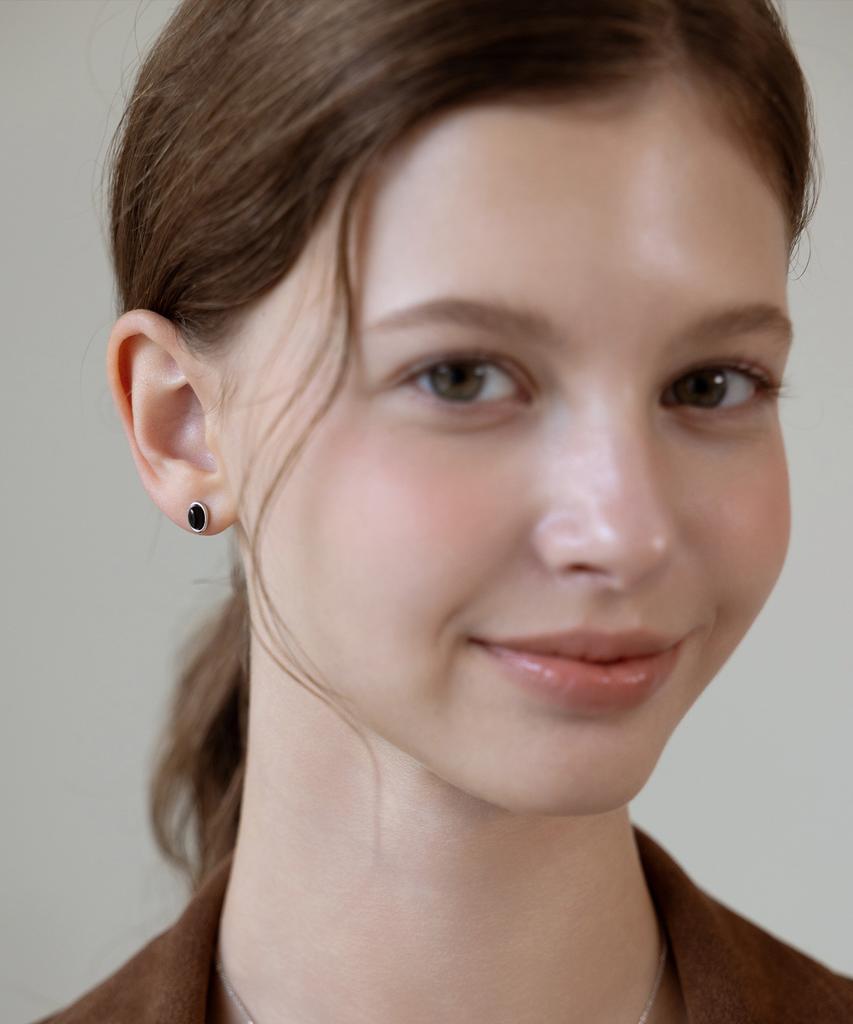 Tatiana (Silver 925) Oval Gem Earrings Ec3267
