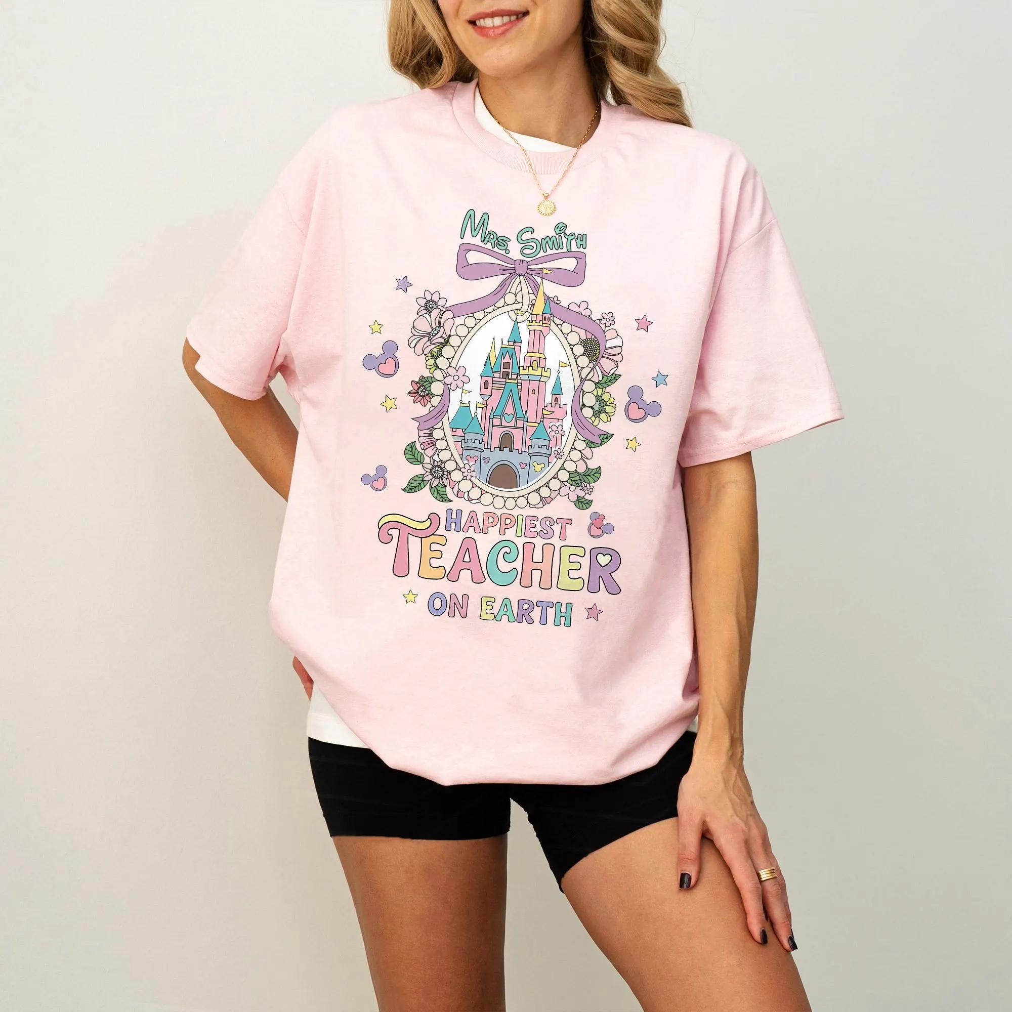 The Happiest Teacher on Earth   Womens Tshirt Summer New Casual Fashion Unisexs and Womens Street Couple Clothing S