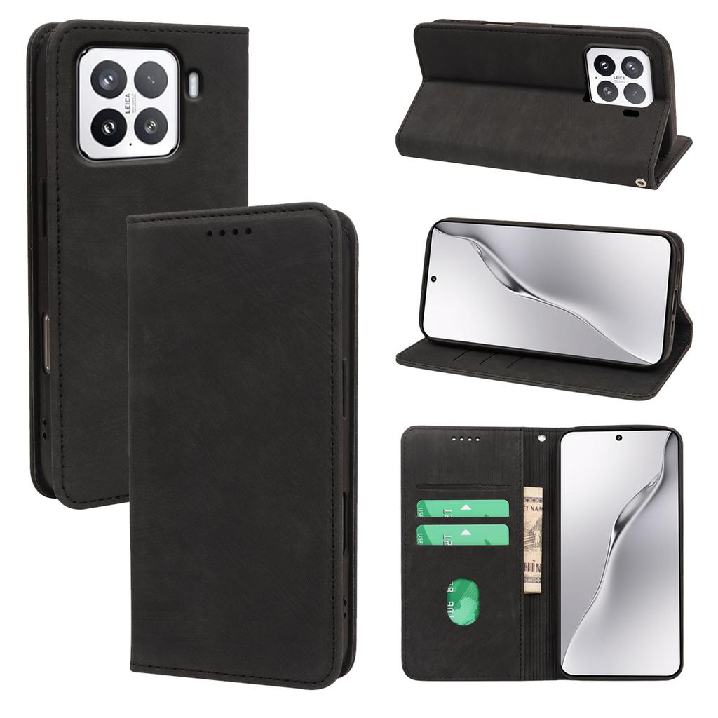 For Xiaomi 15 Case Strong Magnetic Leather Wallet Phone Cover with Striped Texture