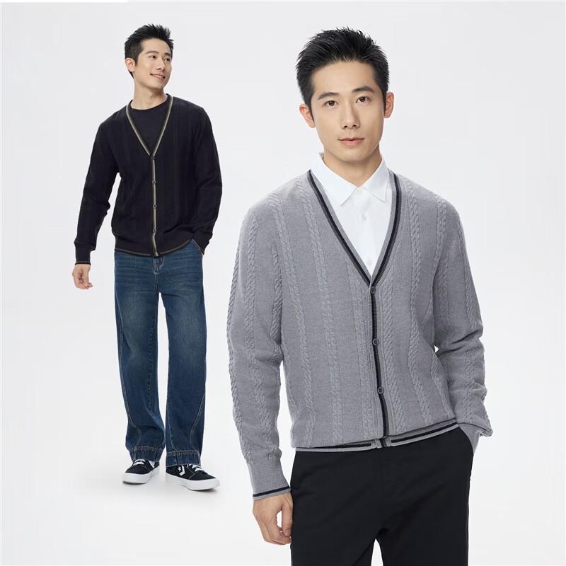 Giordano Men's V-Neck Cable Knit Cardigan