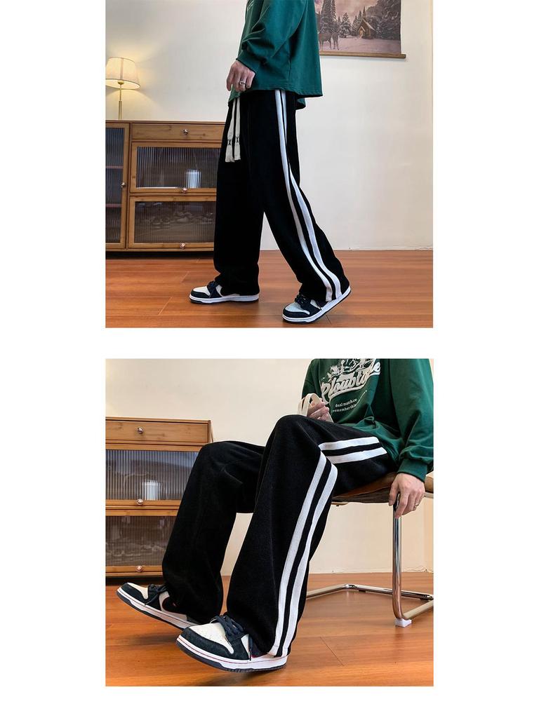 Męskie wszechstronne spodnie sztruksowe o dużej gramaturze - Wiosna/Jesień Proste nogawki Luźny krój Modna odzież codzienna