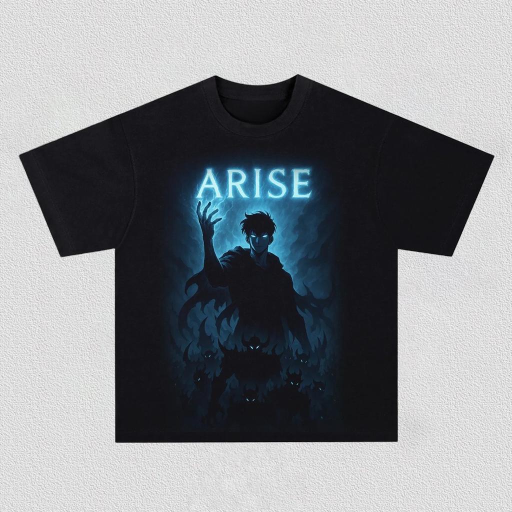 Solo Leveling Sung Jin-Woo Anime Printing T-shirt Men's Clothing Women's 2026 Summer New Harajuku Cotton Short-sleeved T Shirt