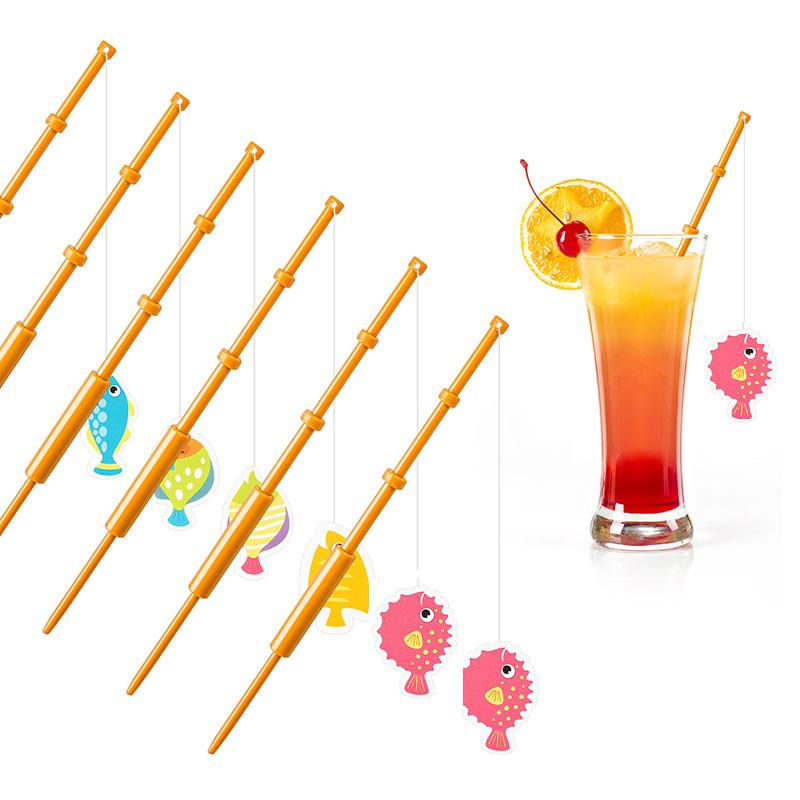 1/3/5Pcs Mini Small Plastic Fishing Rod Cupcake Toppers Birthday Party Favors Snack Cake Decorations Cocktail Picks Fruit Forks