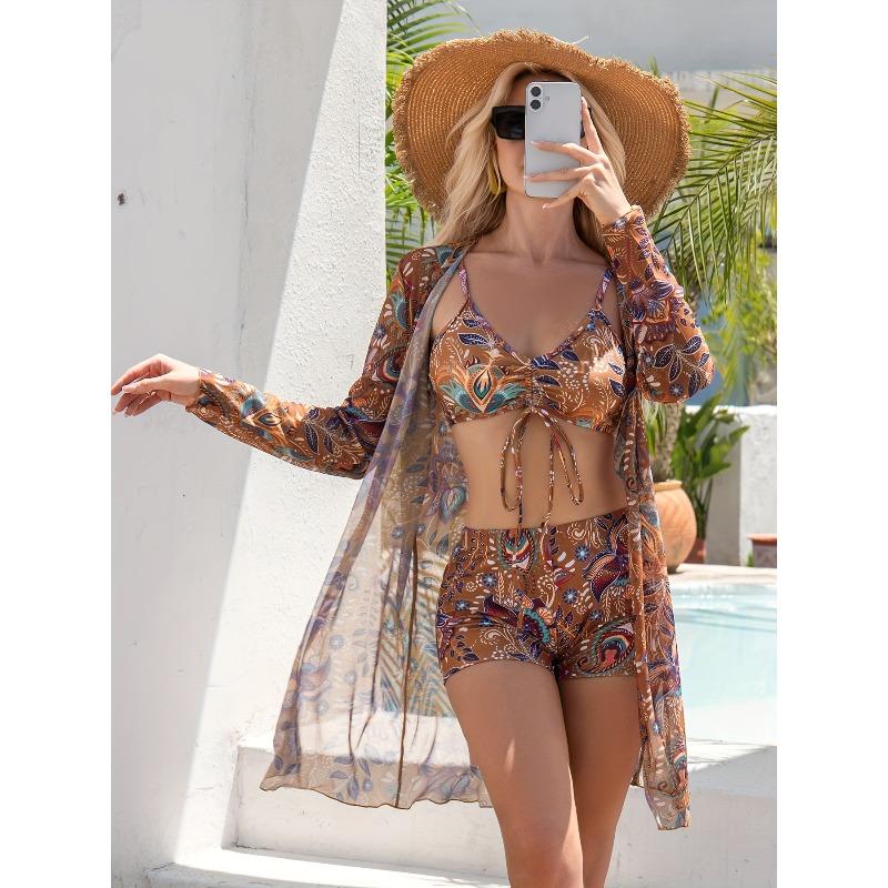 Bikini Three-piece Swimsuit Women's Split New Blouse Bow Fashion Beach Swimsuit
