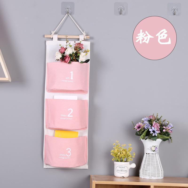 

Stylish Cotton Linen Wall Organizer With 3 Compartments For Bathroom Decor