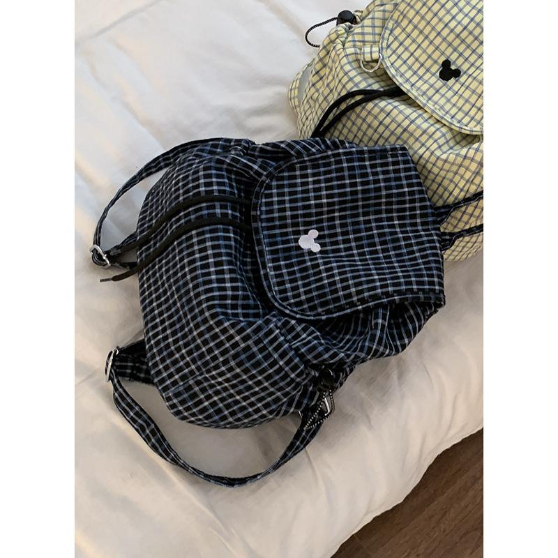 Korean version of college style backpack bag women's bag 2025 new fashion plaid small backpack travel shopping bag