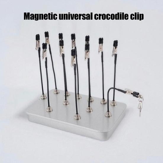 1 Set Mani Aiutanti Magnetiche Stazione di Saldatura con 12 Clip Flessibili Scatola in Acciaio Robusta Modello di Saldatura Supporto per Pittura PCB