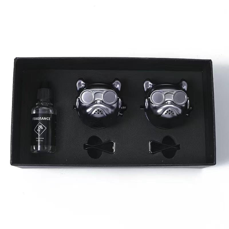 New Style Bulldog Car Air Freshener Perfume Auto Interior Perfume Clip Fragrance Ornament Car Accessories Gift Box Car Deco