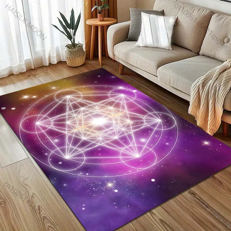Occult Metatron's Cube Print Carpet Rug for Living Room Bedroom Sofa Doormat Decor Kids Play Home Area Rug Non-slip Floor Mat