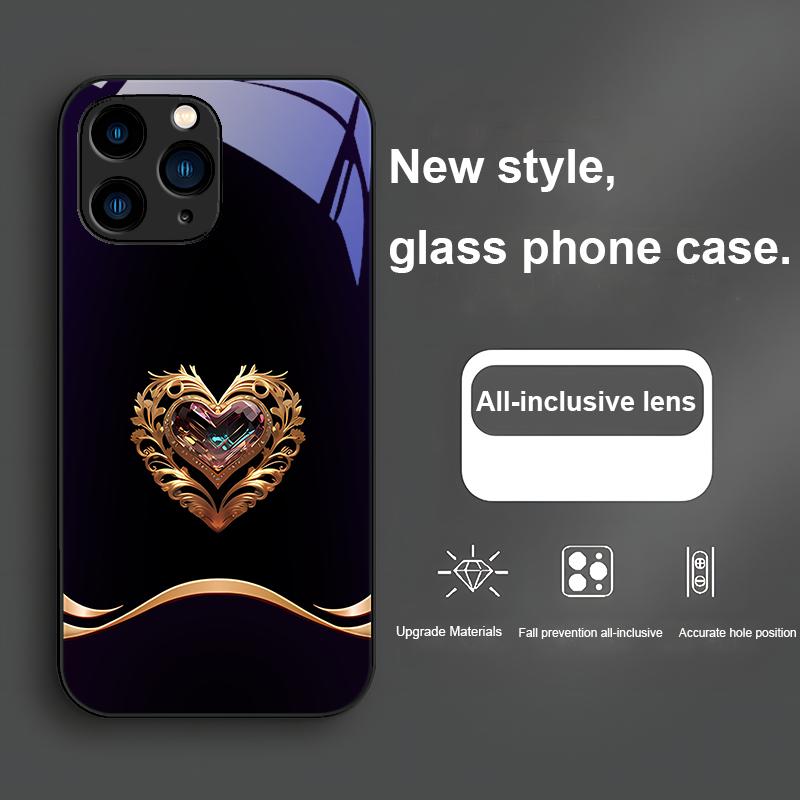 

Китайский Красный Любовь Бабочка Роза Фиолетовый Для iPhone 15 14 13 12 11 Pro Max XS XR 7 8 Plus 2020 2022 SE Закаленное Стекло Чехол для Телефона For iPhone 14 ProMax