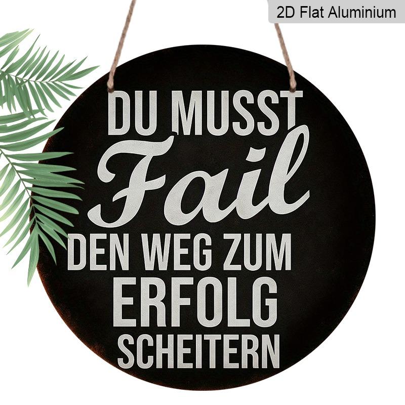 2D Flat Retro Aluminum Wall Decorations in Various Sizes. The German Inspirational Theme "Failure Is An Inevitable Step on The Road To Success