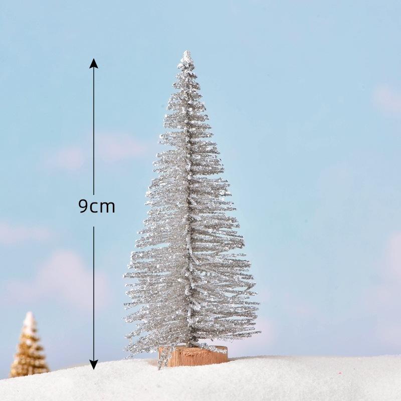 Mini Christmas Tree Ornament With Snow Frosted Design Cute Figurines For Tabletop Holiday Party Decor