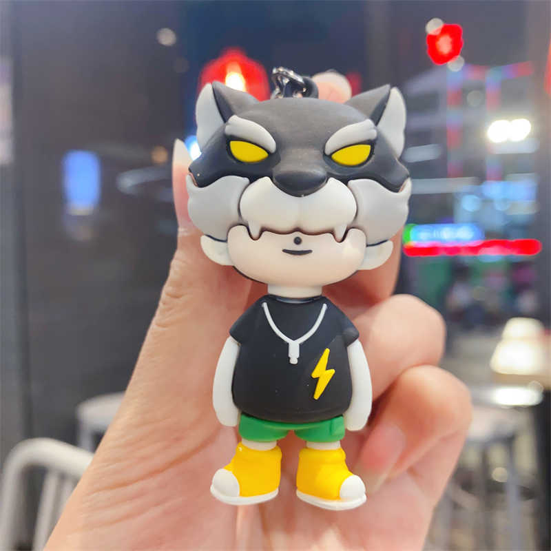Cartoon Cool Wolf Juvenile Keychain Pendant Cute Couple Schoolbag Pendant Boys Car Key Chain Gift