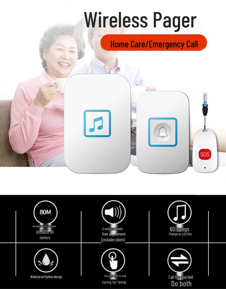 Senior Assistance Wireless Remote Doorbell & Emergency Call Device