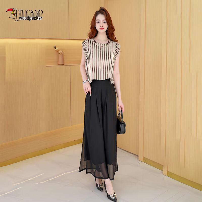 

Woodpecker Striped Two-Piece Wide-Leg Pants Set M