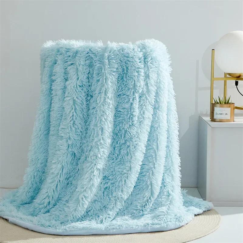 Modern And Simple Mink Fur Long Hair Blanket Four All Season Universal Multifunctional Solid Color Thick Blanket For Bed Couch