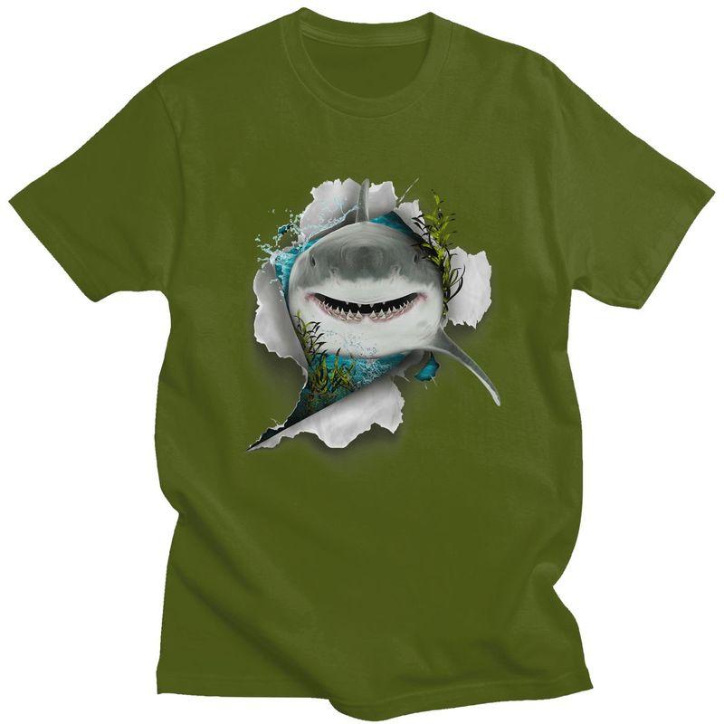 Shark Great White Shark TShirt Pure Cotton Tee Tops Streetwear O Neck Animal Lover Tshirts Casual Short Sleeve Clothing