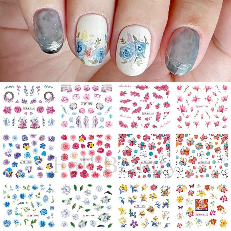 Nail Art Stickers Ins Spring And Summer Flower And Grass Series Zou Ju Flower Watermark Nail Stickers