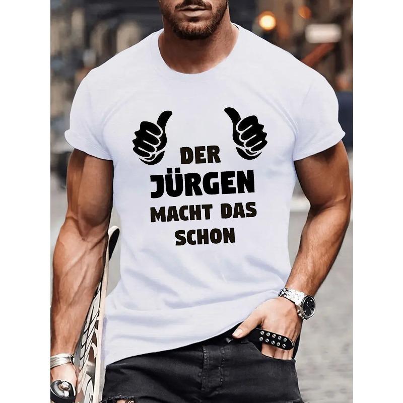 

Европейские размеры DER JURGEN MACHT DAS SCHON Мужская футболка с графическим принтом, короткий рукав - Смелый дизайн с поднятым большим пальцем, Легкая летняя футболка, Повседневная футболка стандартного кроя S белый