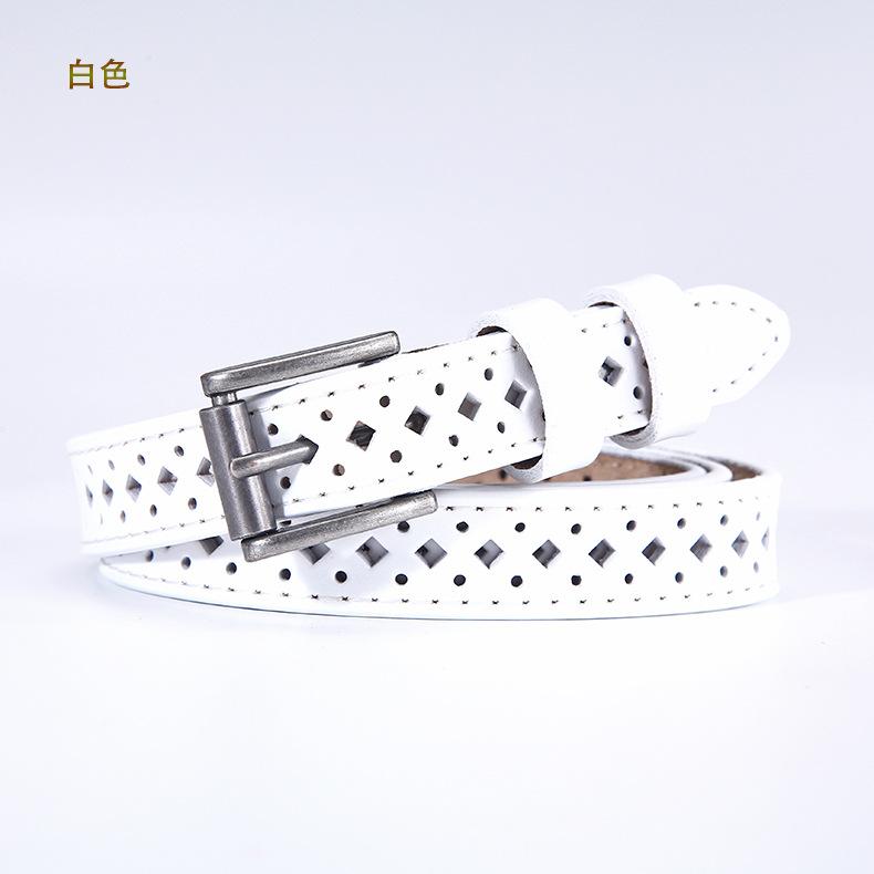 Women'S Leather Belt, Hollow Pinhole Belt Women'S, Fine Belt Women'S Leather Belt