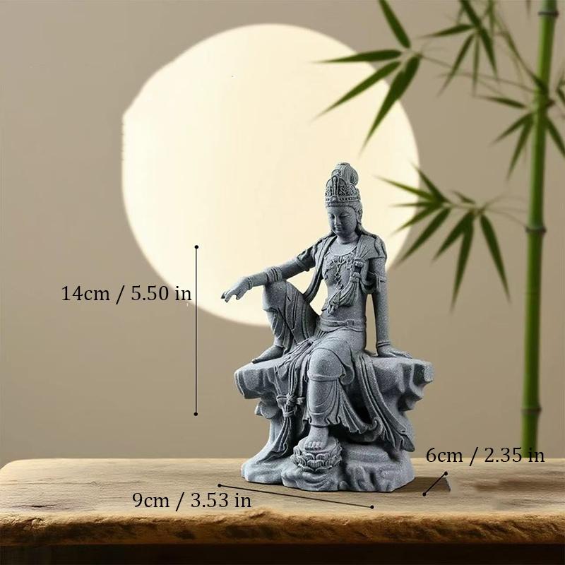 

Water Moon Free Guanyin sculptures and figurines, sandstone Home Living Room Office Wealth Luck Feng Shui Decor statue
