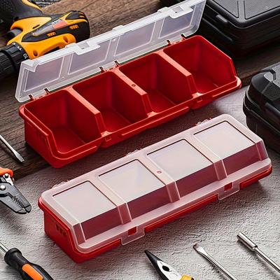 YENİ 1 ADET Parça Saklama Kutusu Plastik Vida Düzenleyici Kutu 4 Bölmeli Alet Parçası Konteyneri Kutu Kapaklı Teşhir Saklama Kutusu