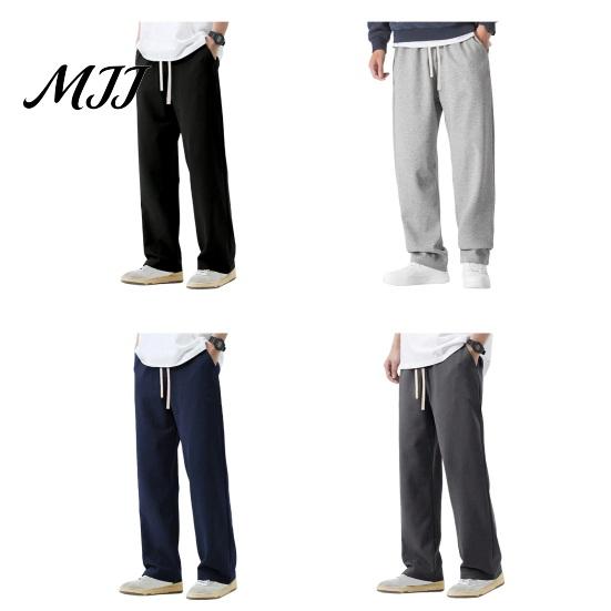 Solid Color Versatile Trousers Men Baggy Sweatpants, Loose Fit Straight Leg Trousers, Drawstring Waist Comfort Pants Joggers, Athletic for Gym