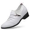 Men's formal leather shoes business low-top white breathable leather shoes men's 7cm pointed head British height-increasing shoes men