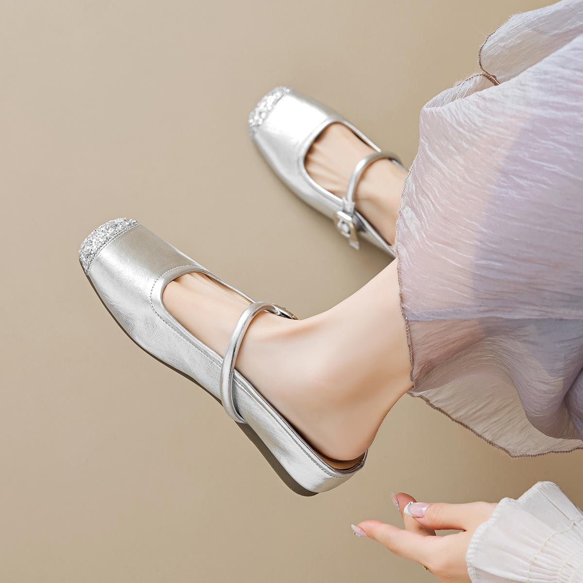 Мода 2024 Лето Новые женские тапочки в корейском стиле Туфли Мэри Джейн Женские — фото 3