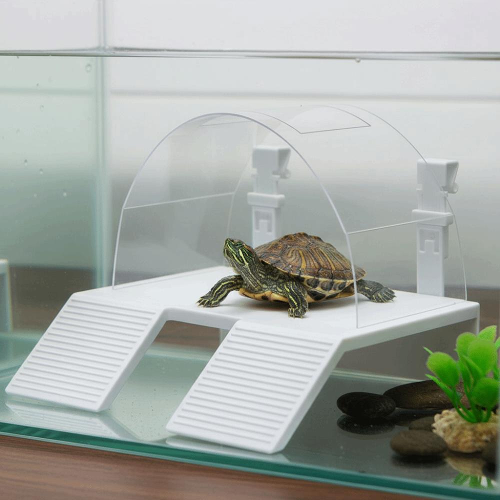 Double Ramp Hanging Turtle Basking Platform with Hooks Removable Floating Turtle Dock Non-Slip Feeding Box