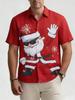 Herren Neu Kurzärmlig Leinen Weihnachten Lustig 3D Gedrucktes Rotes Hemd Hawaiianisches Freizeithemd Feiertag Outdoor Party Kleidung für Herren