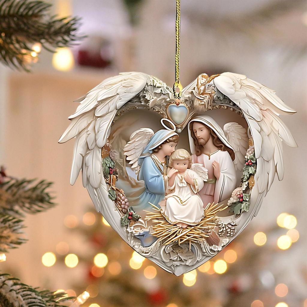 2D Acrylic Nativity Christmas Pendant Christmas Tree Ornaments Home Decor 2025 Xmas Navidad 2026 New Year Party Supplies