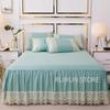 Saia de cama de renda decorativa antiderrapante capa de colchão protecor capa de cama babados saia colcha lençol cor sólida