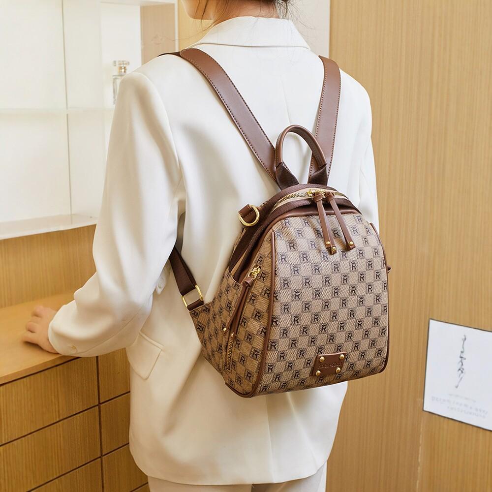 Light Luxury Vintage Pattern Women's Backpack 2026 New Fashion Versatile Commuting Travel Backpack Large Capacity Crossbody Bag