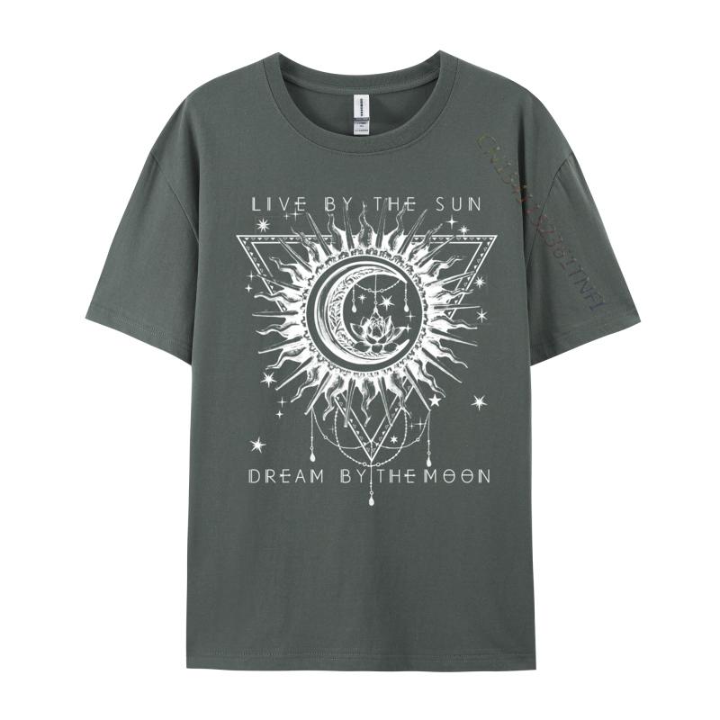 Live By The Sun Dream By The Moon Boho Printed On T Shirt New Arrival O Neck Casual Unisex Tshirts Street Tops Shirts