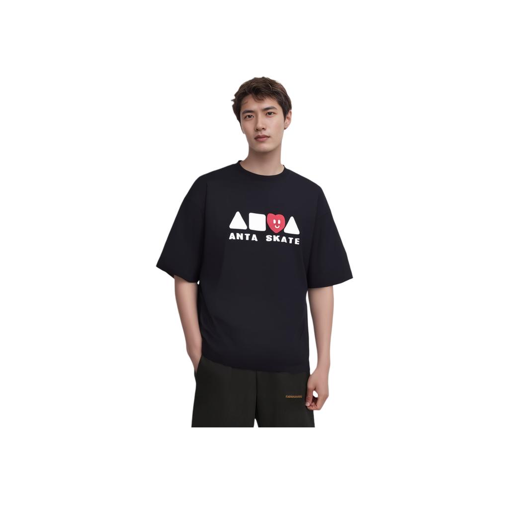 Anta Comfortable Breathable Loose Fit Round Neck T-Shirt Unisex Tops Black 172528101-2