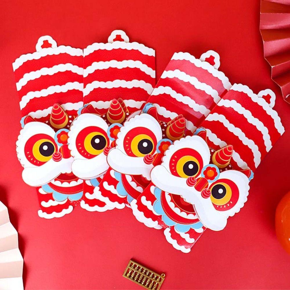 6pcs Traditional Scratch Card Money Bag Hongbao Red Pocket  Lunar New Year Gifts